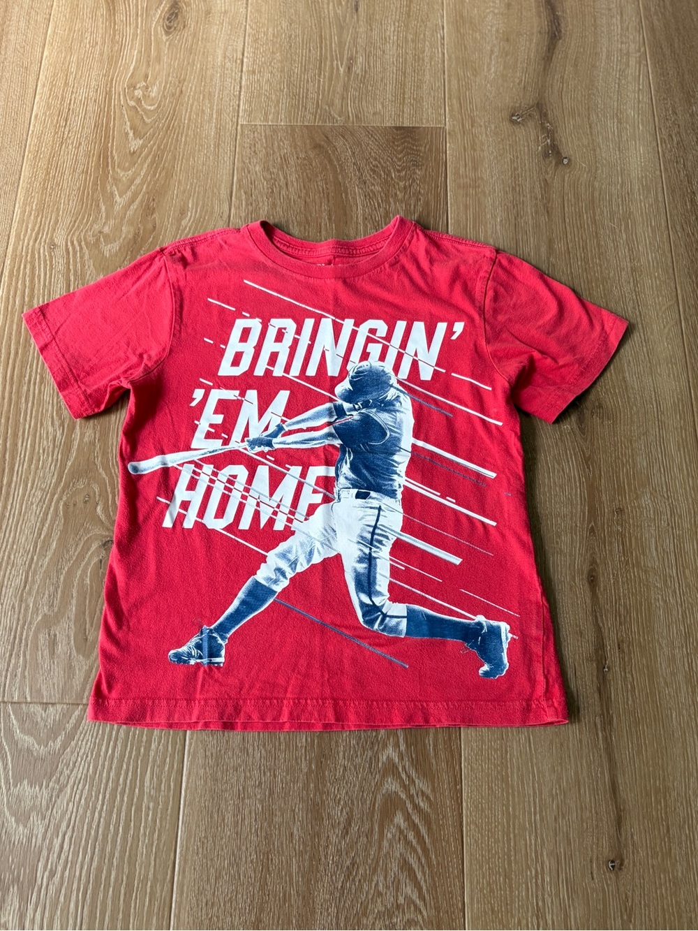 The Children's Place Boys Size medium, 7/8, Red Baseball Graphic T-Shirt